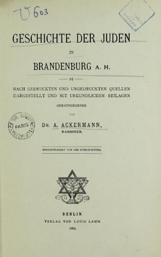 Geschichte der Juden in Brandenburg a. H
